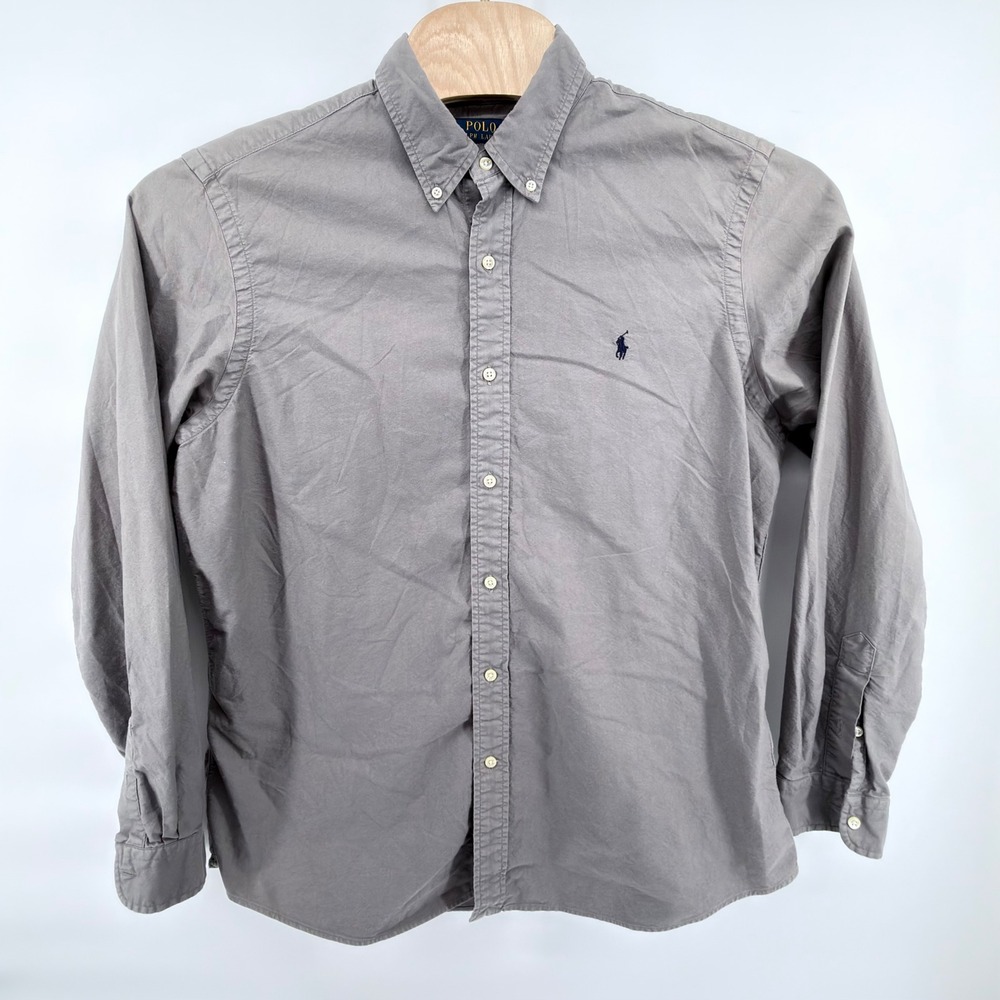 Polo Ralph Lauren Shirt Mens XL Gray Classic Fit Button Down Long Sleeve Cotton